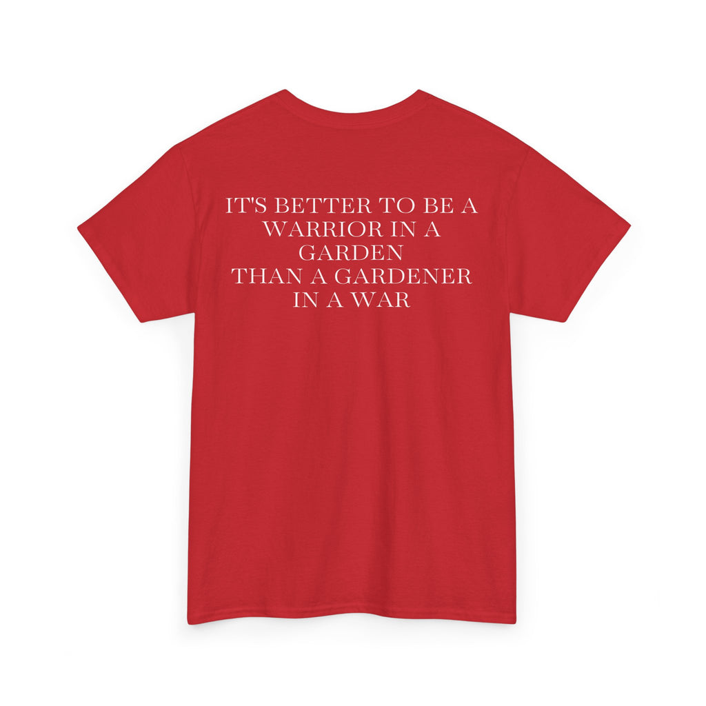 Unisex Heavy Cotton Tee with Artistic Red Design, Comfortable Everyday Wear, Casual Gift, Perfect for Art Lovers, Graphic Tee