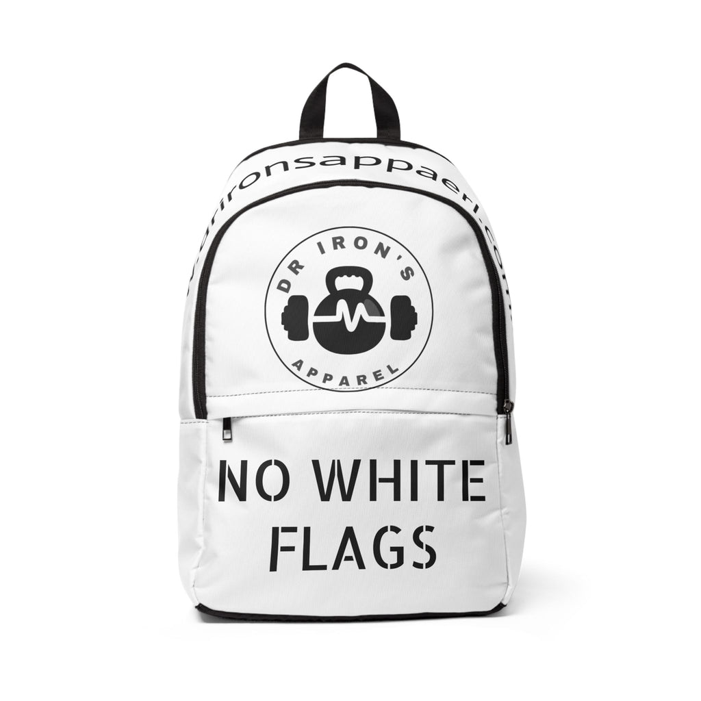 Unisex Fabric Gym Backpack - Motivational Fitness Bag, Workout Rucksack, School Daypack, Travel Backpack, No White Flags