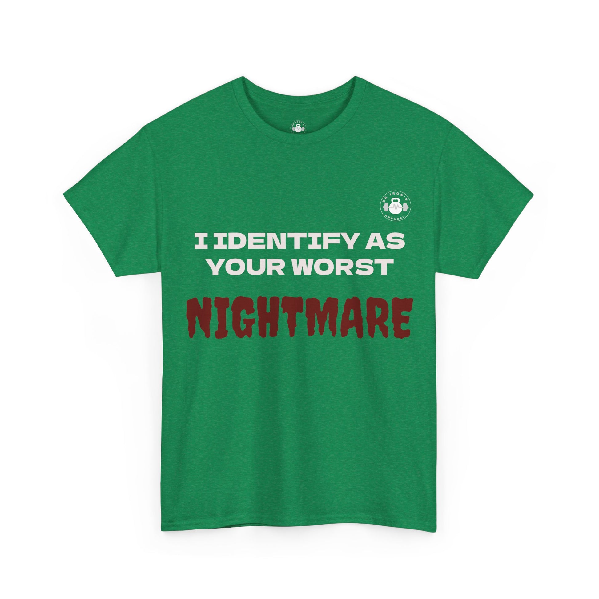 Unisex Heavy Cotton Tee with 'I Identify As Your Worst Nightmare' Print - Casual Tee, Funny Shirt, Halloween Costume, Gift for [...]