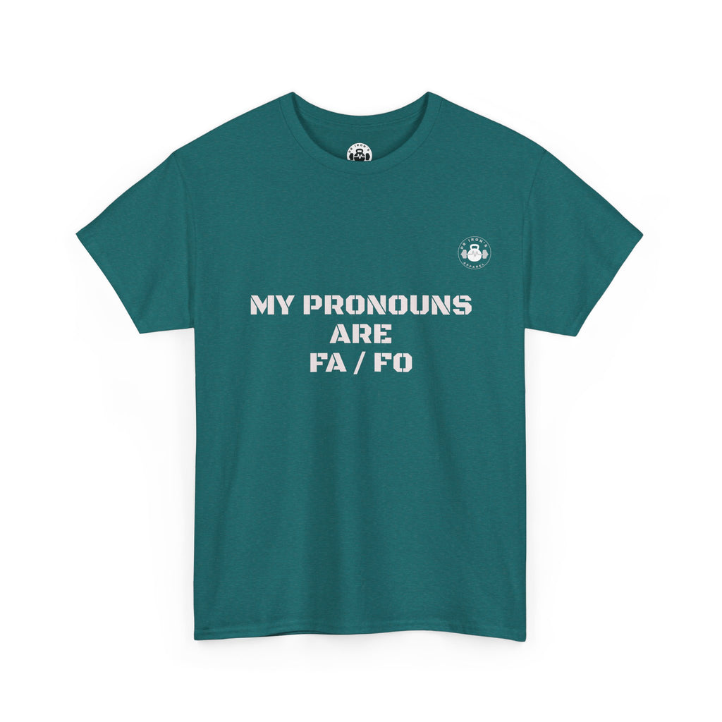 Unisex Heavy Cotton Tee - My Pronouns Are FA/FO, Gender Inclusive T-Shirt, LGBTQ+ Pride Apparel, Statement Tee, Comfortable Everyday Wear