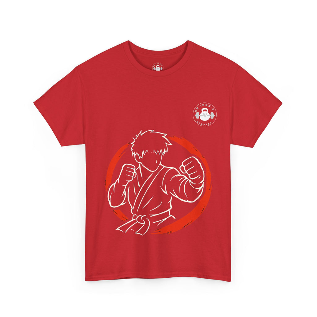 Unisex Heavy Cotton Tee with Artistic Red Design, Comfortable Everyday Wear, Casual Gift, Perfect for Art Lovers, Graphic Tee