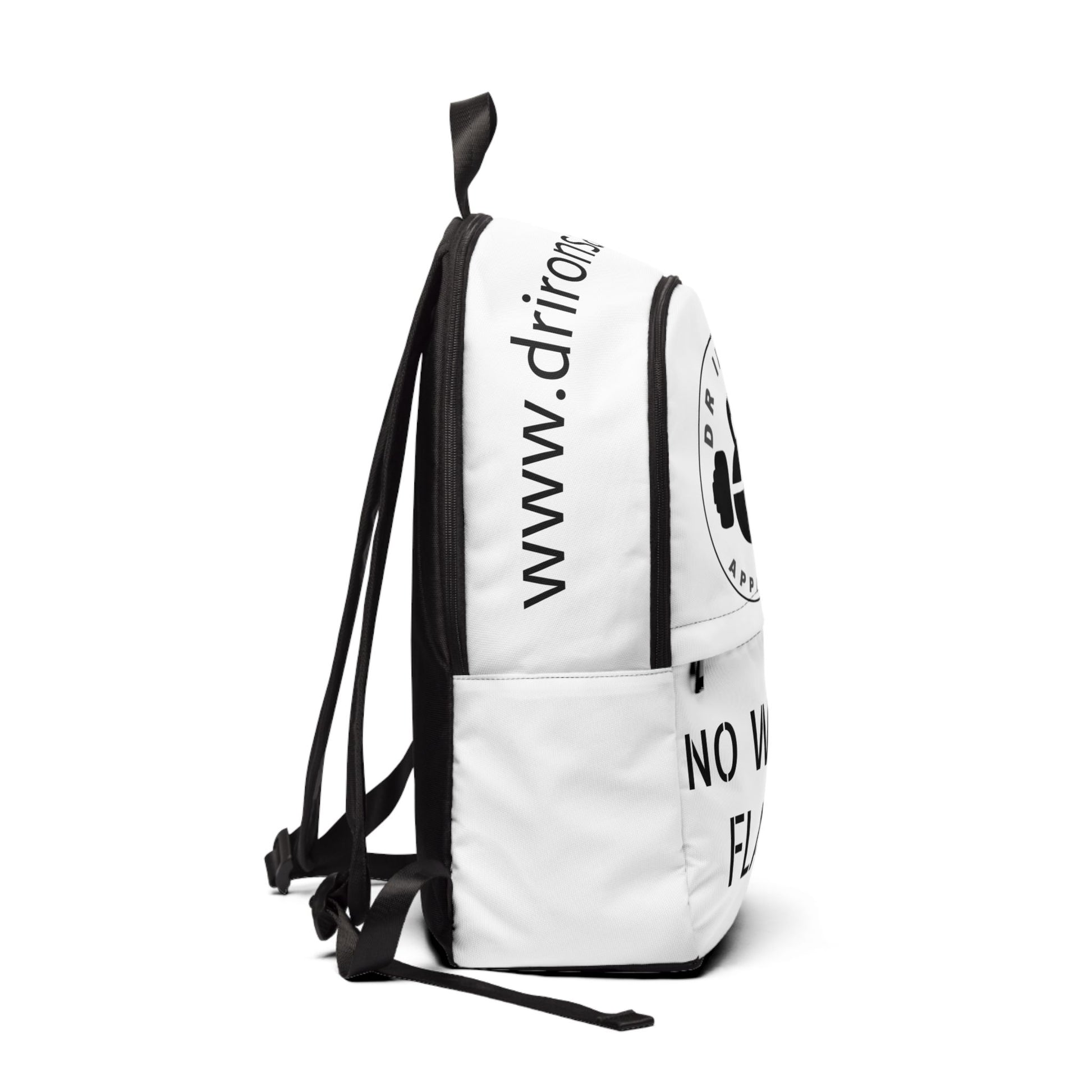 Unisex Fabric Gym Backpack - Motivational Fitness Bag, Workout Rucksack, School Daypack, Travel Backpack, No White Flags